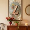 Letter-Z-2_upscaled-in-vintage-garden-052-vgl-cherry-dresser Letter Z Botanical Monogram Poster - Cottagecore Nursery Decor - Vintage Floral Alphabet Wall Art - Retro Typography