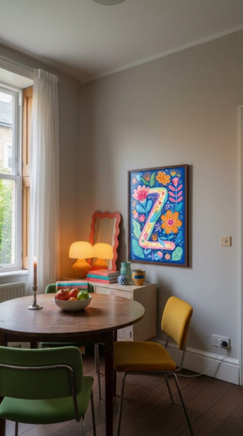 Letter Z Floral Art Print - Girl Nursery Initial Poster - Whimsical Folk Flower Monogram - Baby Name Sign