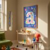Letter A Floral Art Print - Girl Nursery Initial Poster - Colorfol Flower Monogram - Baby Name Sign
