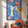 Letter R Floral Art Print - Girl Nursery Initial Poster - Whimsical Folk Flower Monogram - Baby Name Sign
