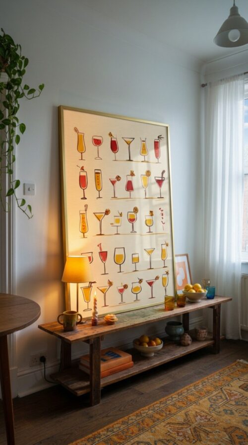 Retro Cocktail Pattern - Fruit Cocktail Poster, - Funky Bar Decor