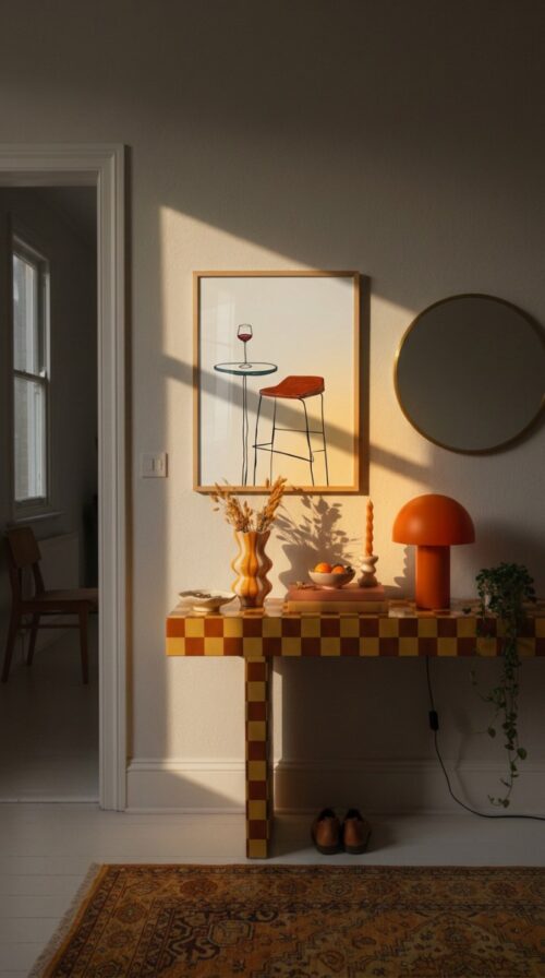 Bar Stool Art - Wine Time Print - Retro Furniture Illustration