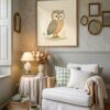 Owl-cute-1-in-woodland-friends-090-reading-corner Vintage Owl Art Print - Wise Bird Illustration - Woodland Nursery Decor
