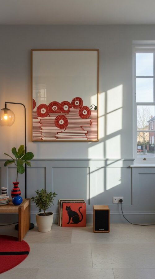 Rolling Vinyls - Black and Red - Music Room Wall Art
