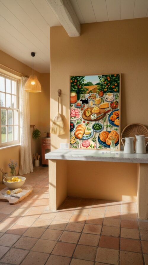 Feast Art Print - Picnic Table Decor - Maximalist Food Illustration