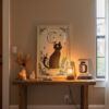 The Black Cat Familiar Print - Witchy Wall Art - Mystic Feline Tarot Card Style