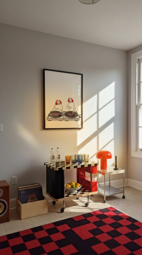 Two cats as DJ, Vinyl Record Cat Wall Art - Music Room Decor
