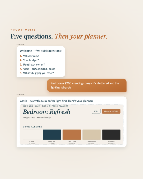 [AI] Room Refresh Planner — Interactive Plan & Budget Tracker